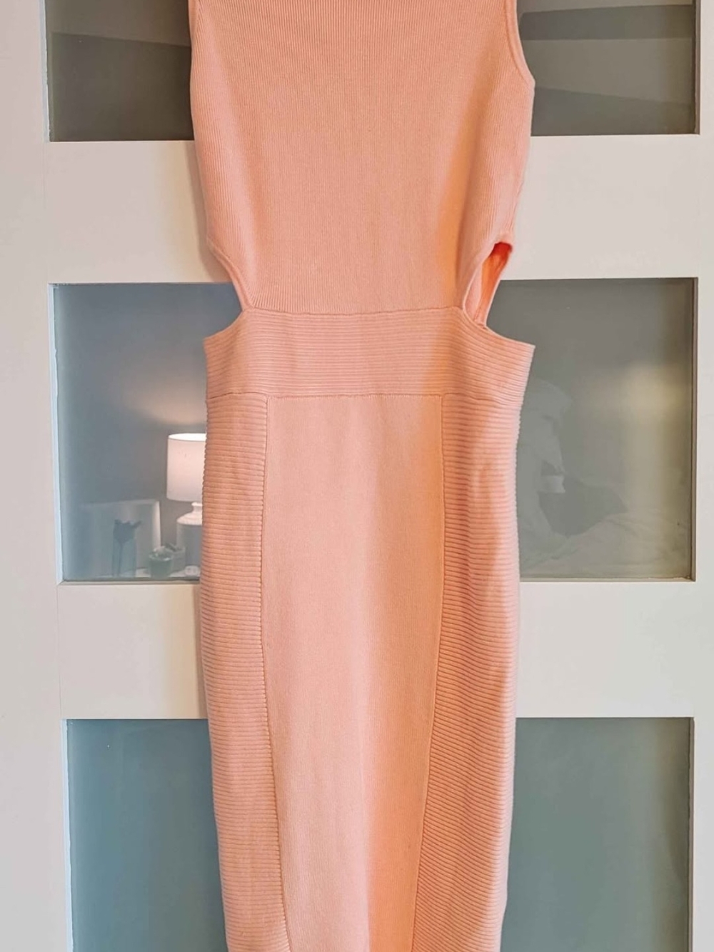 Guess Peach Cutout Midi Dress